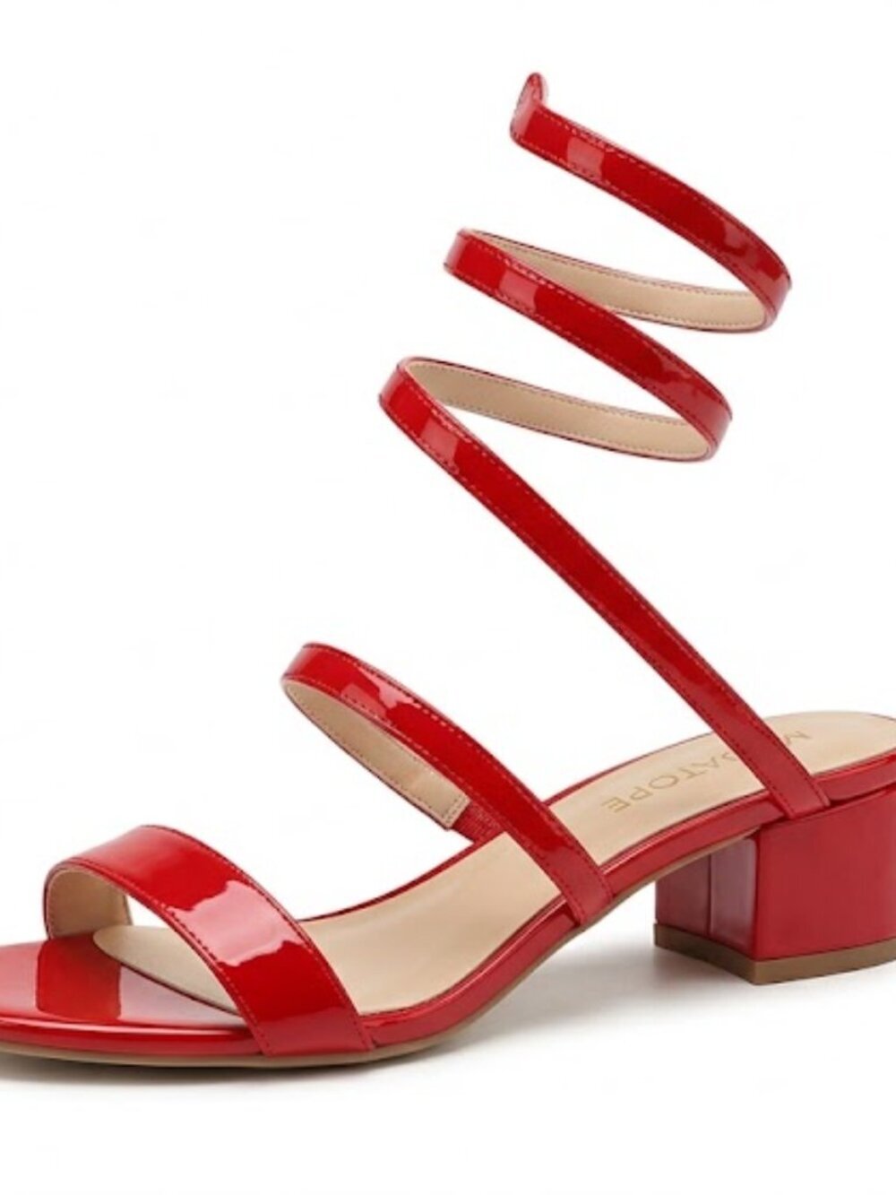 NIB Modatope Red Strappy Block Heels - Size 6